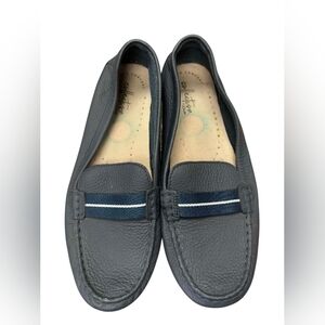Clarks Dameo Vine Leather Driving Loafers Navy Blue Size 8
